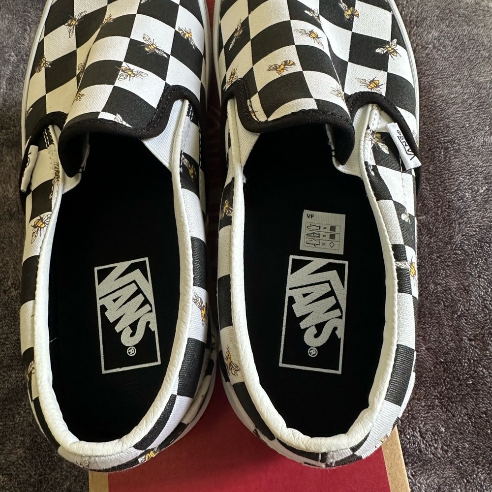 Vans Black and White Checkered Slip-On Sneakers - Picture 4 of 5